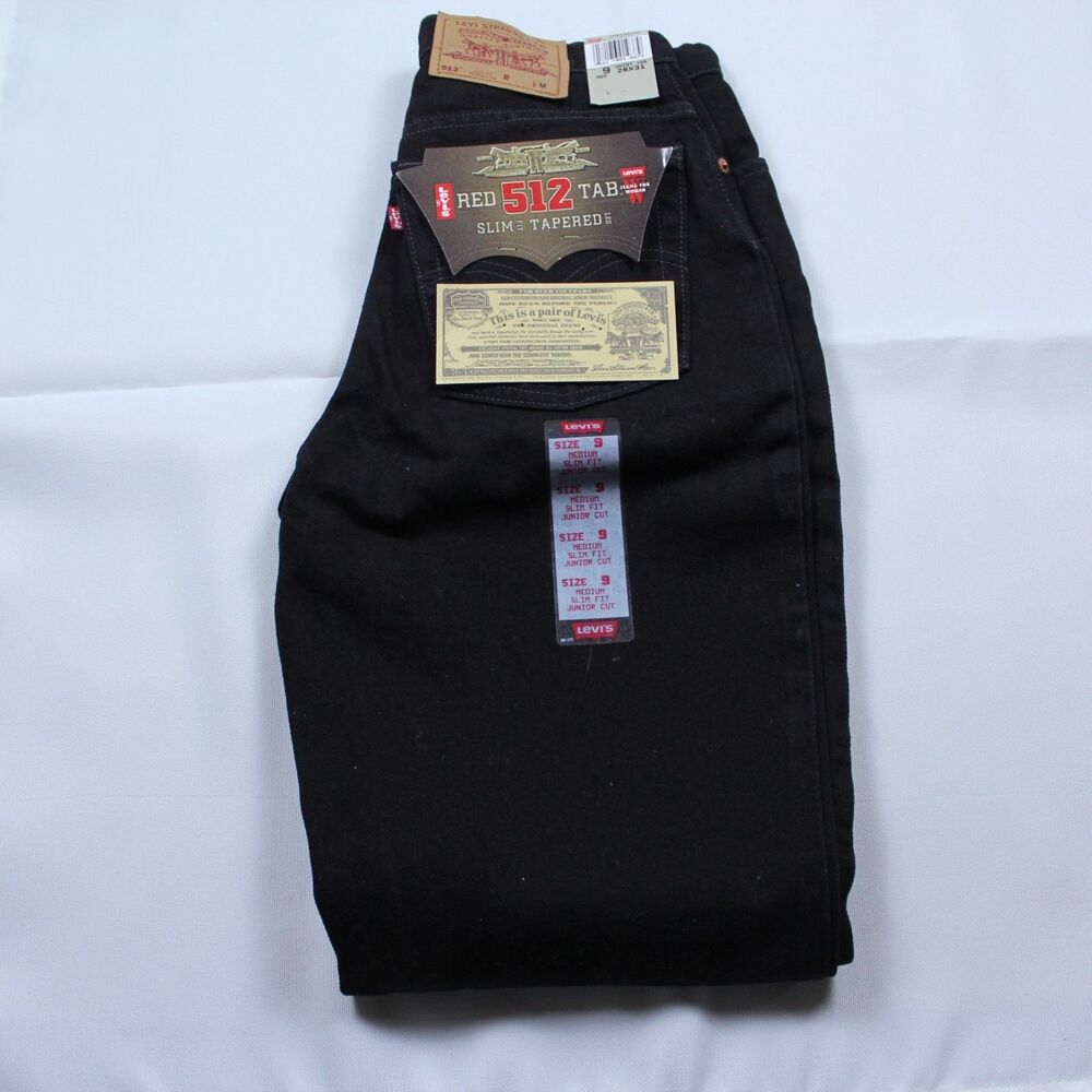 VINTAGE 1993 Levi's 512 Black Jeans NOS Deadstock NWT Size 9 M High Rise Tapered